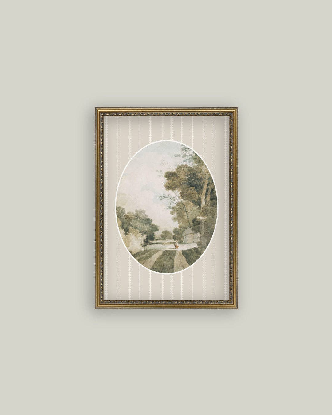 Oval Landscape with Cottages: 8x10