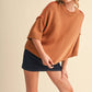 SHORT SLV SWEATER W CONTRAST BLANKET STITCH MSW11471: OLIVE TAUPE / S