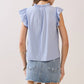 CT9815-Soft Ruffled Mock Neck Top with V-Notch Detail: White / S