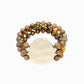 Organic Marbled Bead Layered Statement Bracelet: Olive
