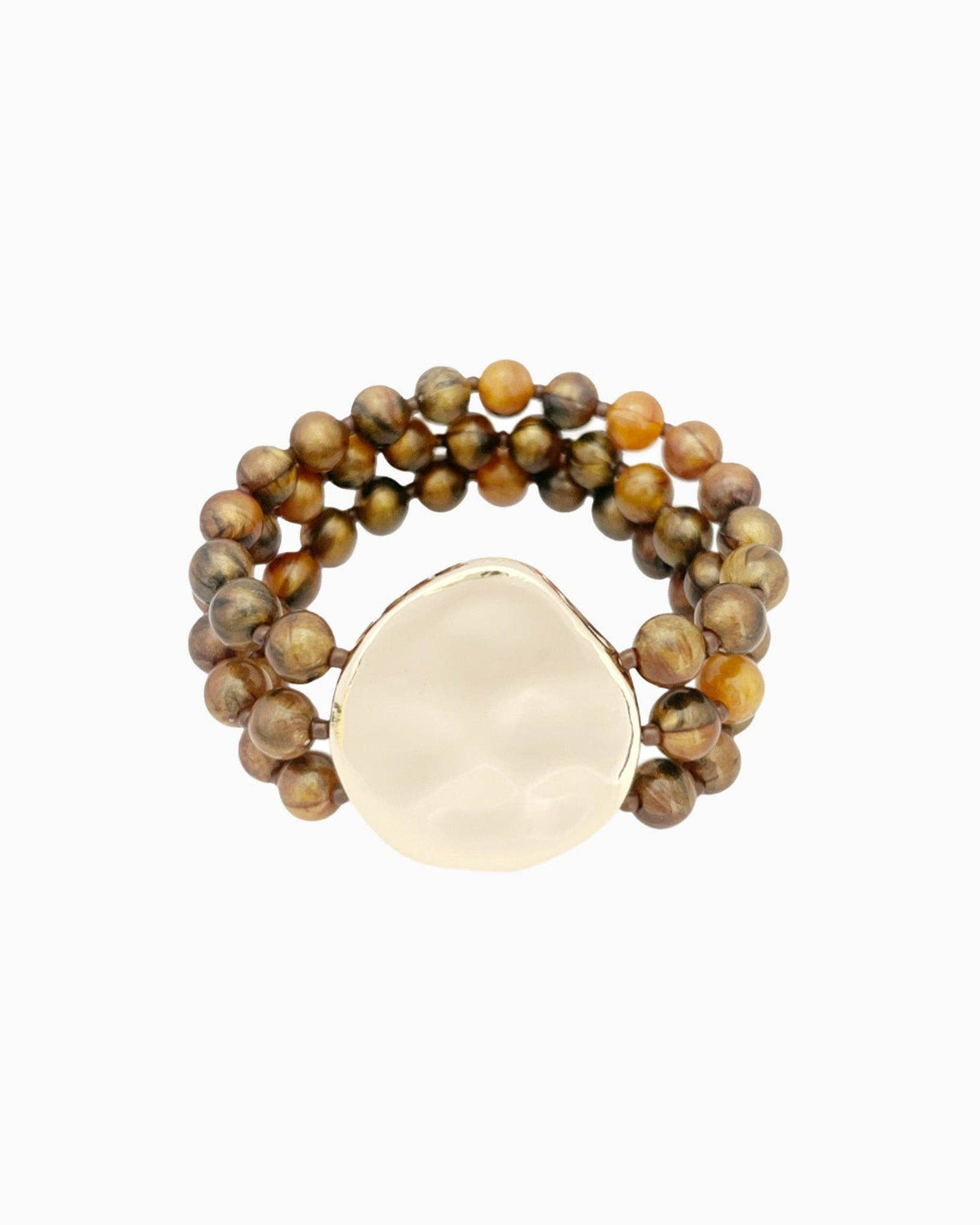 Organic Marbled Bead Layered Statement Bracelet: Olive