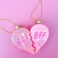 Glittered BFF Heart Christmas Ornament Set