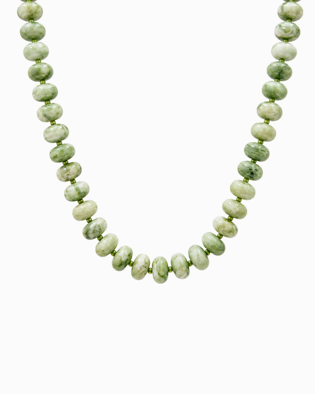 Summer Marble Seed Necklace: Olive