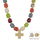 Water Resistant 16MM Multi Resin Beaded Cross 18" Necklace