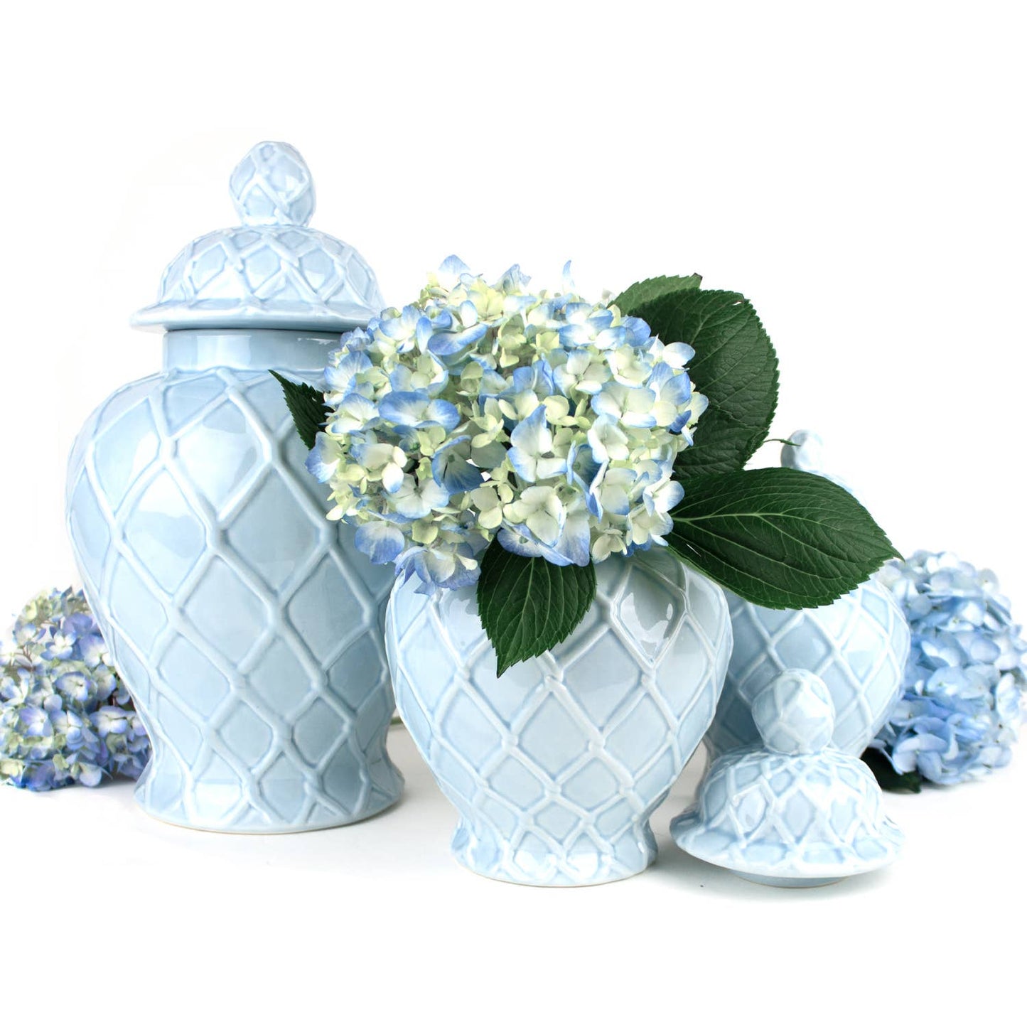 Light Blue Textured Ginger Jar - Small