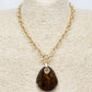 Gold Open Chain with Brown Tortoise Charm 16"-18" Necklace