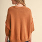 SHORT SLV SWEATER W CONTRAST BLANKET STITCH MSW11471: OLIVE TAUPE / S