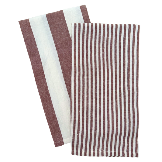 Stripe Tea Towel Set: Rust
