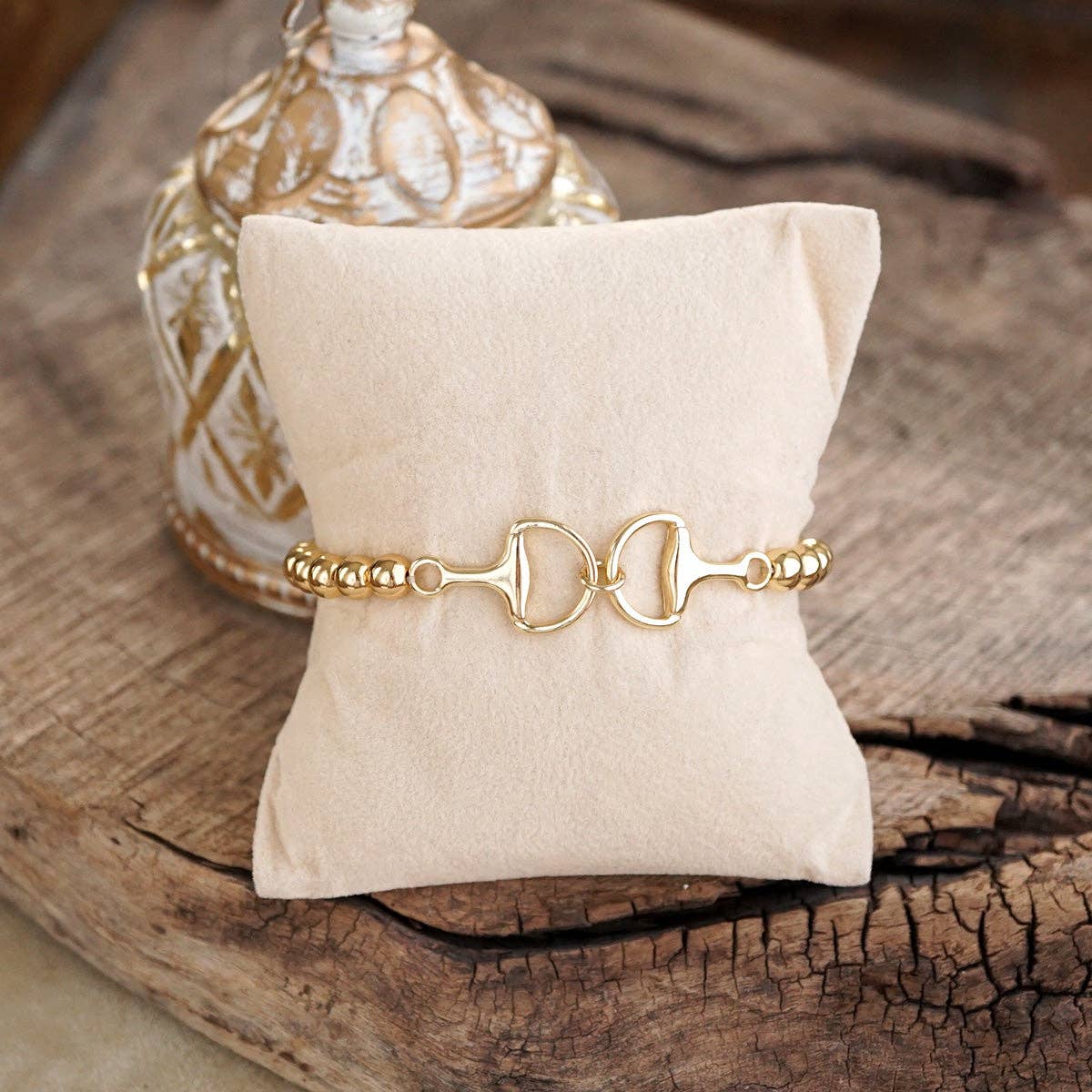 Bit of Shine – Stretch Horse Bit Bracelet: Gold