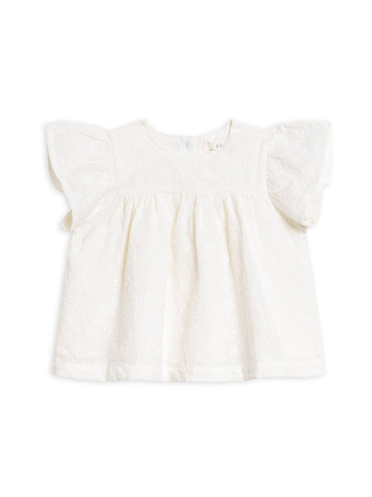 Organic Baby Maeve Eyelet Ruffle Sleeve Top - Coconut