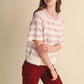 STRIPED SHORT SLEEVE SWEATER CARDIGAN MSW11671: OLIVE PLUM / L