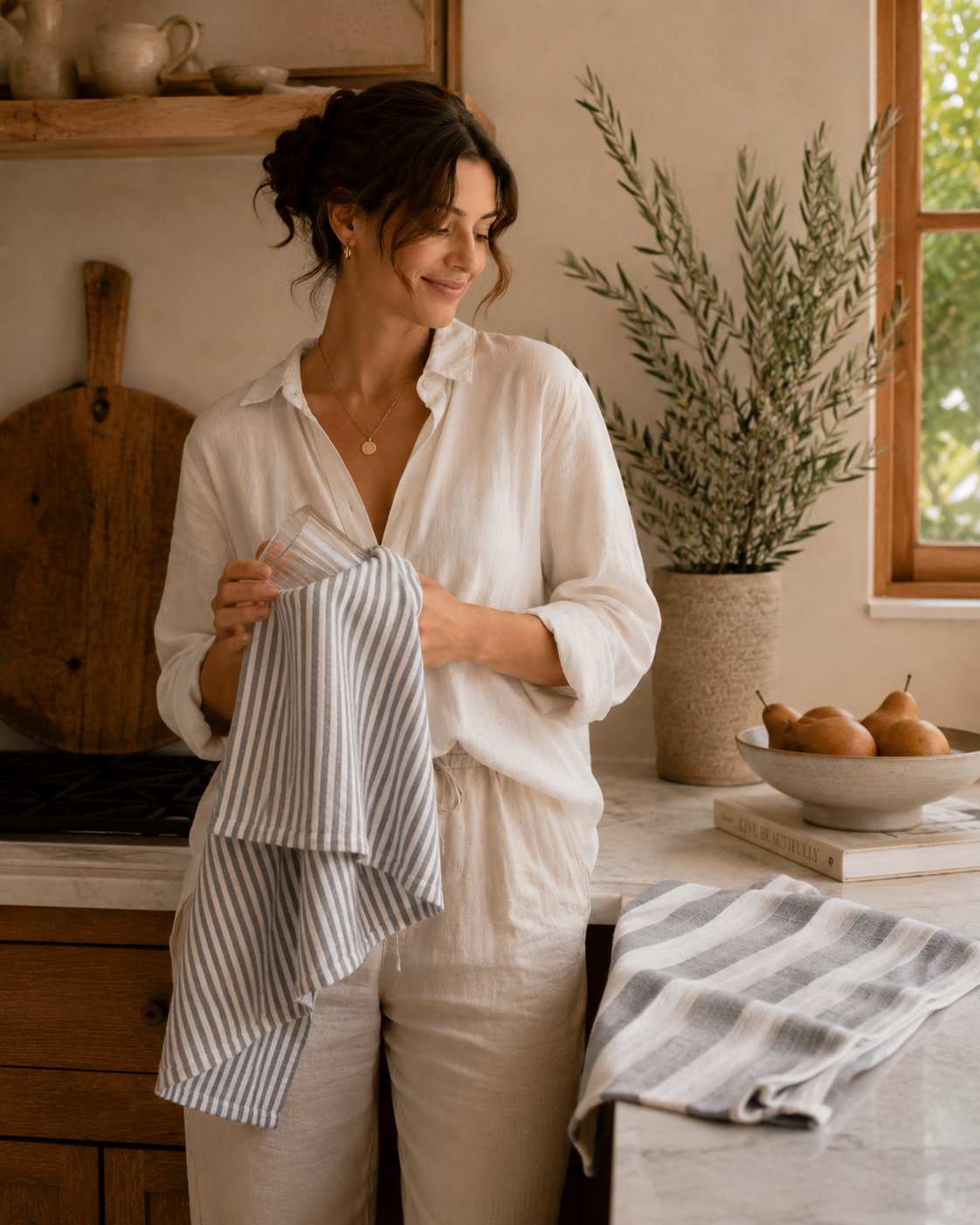 Stripe Tea Towel Set: Green