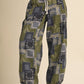 PATCHWORK BANDANA PRINT PLEATED PARACHUTE PANTS MP5392: OLIVE MULTI PAISLEY / L