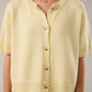 SHORT SLEEVE SWEATER CARDIGAN: LT OLIVE / M