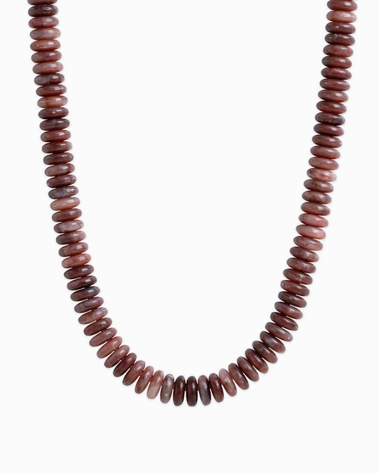 Neutral Color Wide Marble Beaded Necklace: Burgundy