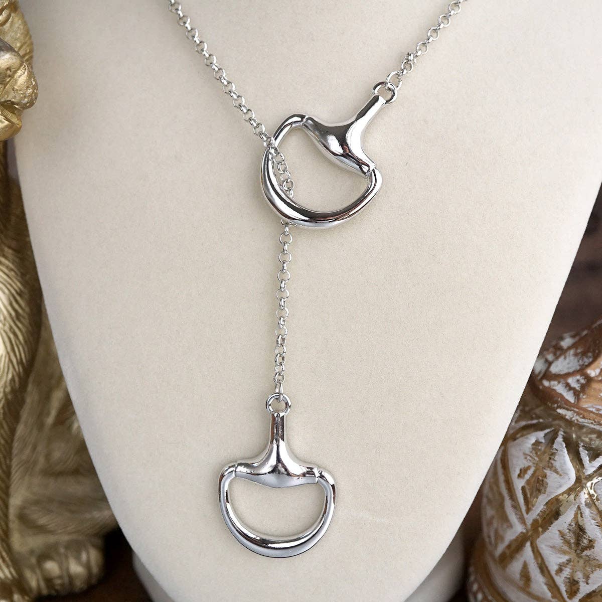 Rider’s Link – Adjustable Horse Bit Lariat Necklace: Silver