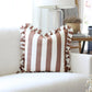 Ruffled Cabana Stripe Pillow Cover Collection: Tan