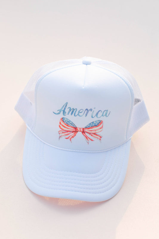 Coquette Bow America July 4 Trucker Hat: Adults