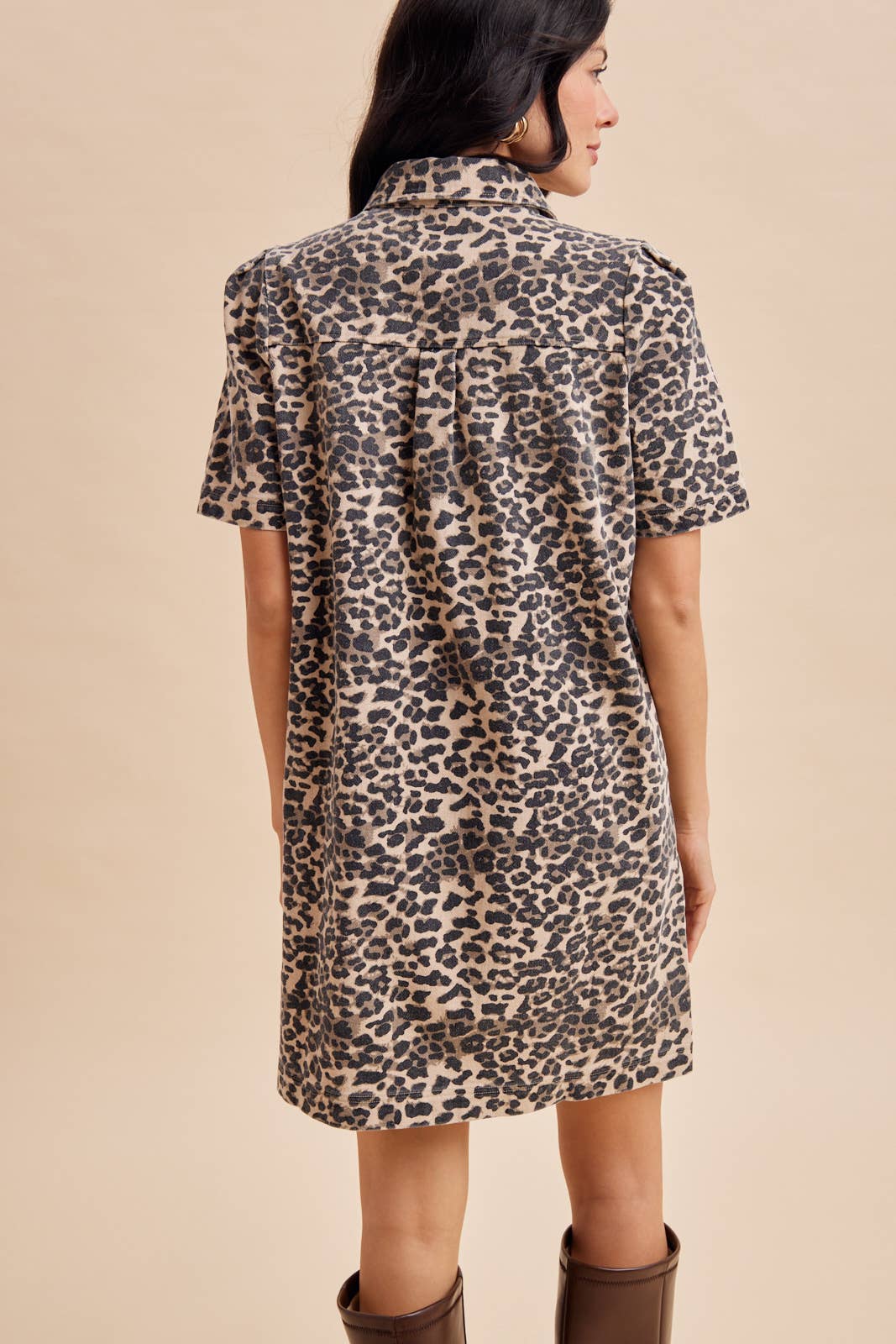 LEOPARD UTILITY MINI DRESS: OLIVE / S
