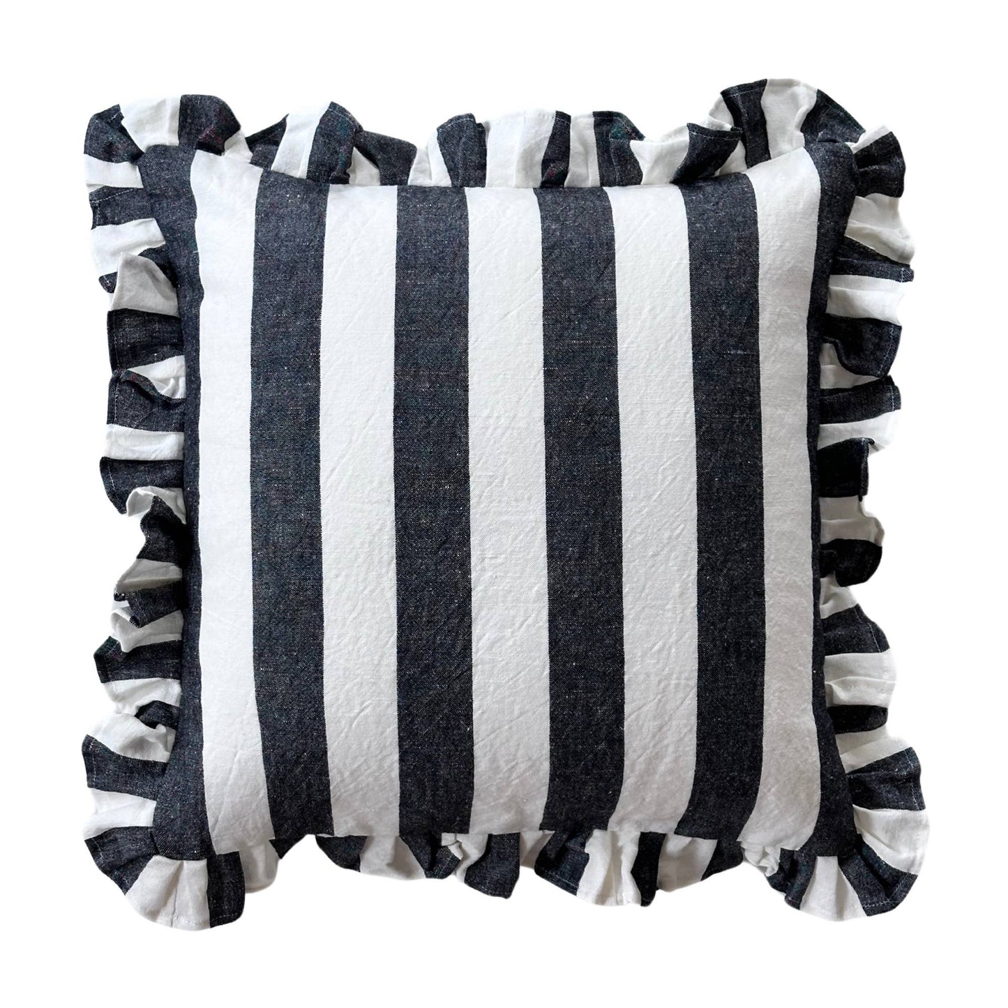 Ruffled Cabana Stripe Pillow Cover Collection: Blue