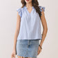 CT9815-Soft Ruffled Mock Neck Top with V-Notch Detail: White / L
