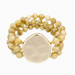 Organic Marbled Bead Layered Statement Bracelet: Pink