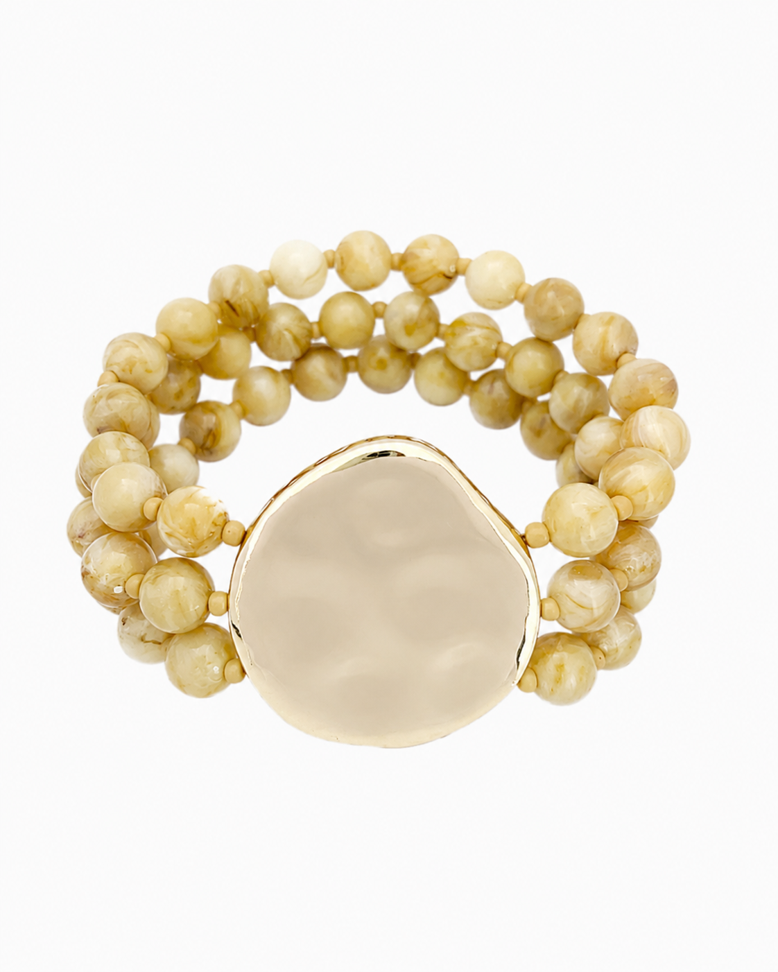 Organic Marbled Bead Layered Statement Bracelet: Olive