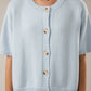 SHORT SLEEVE SWEATER CARDIGAN: LT OLIVE / S