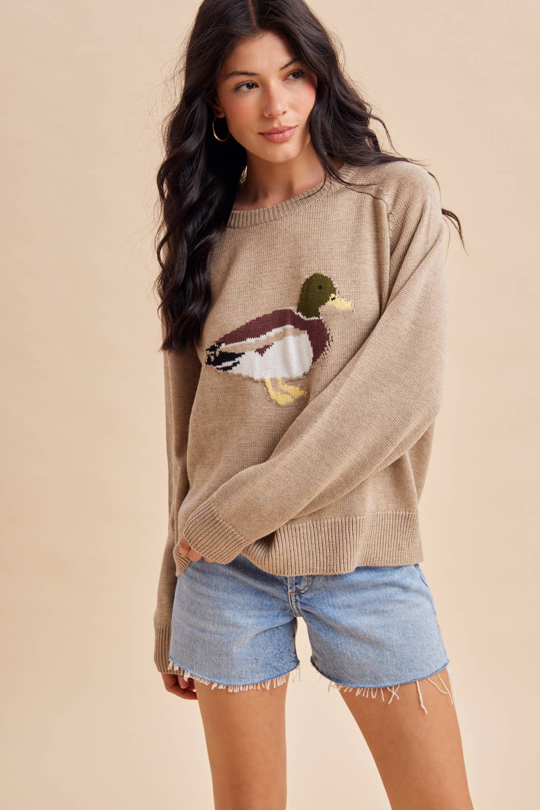 MALLARD DUCK KNITTED SWEATER: DARK FLAX / S