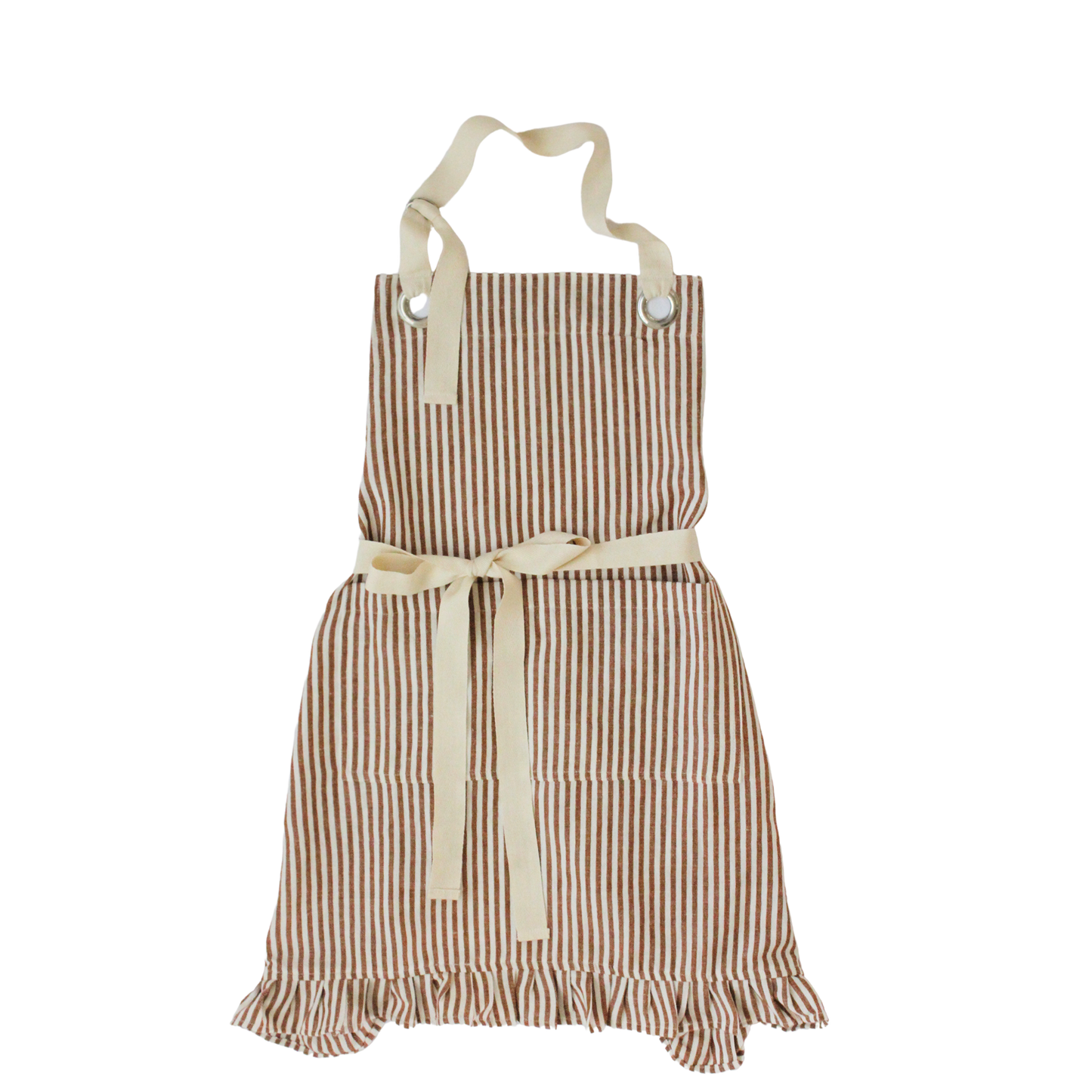 Ruffle Pin Stripe Apron: Blue