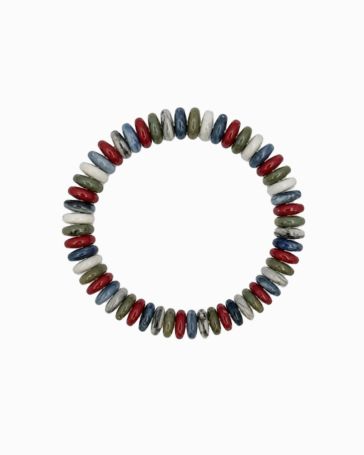 Autumn Wide Disc Marble Beaded Stretch Bracelets: Pink