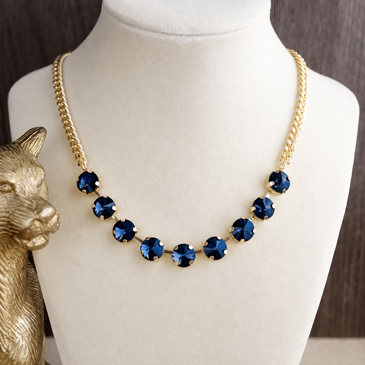 Glass Crystal Gold Dipped Necklace – Color Pop Shine: Smoky Gray