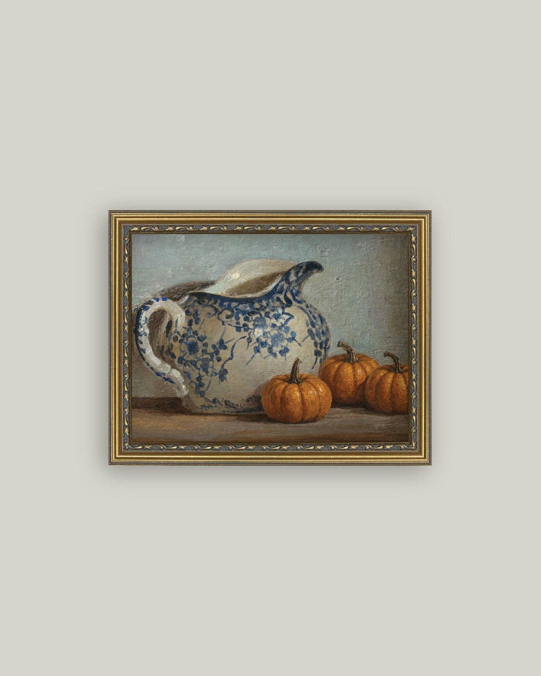Still Life Pumpkins and Pitcher: 7X5