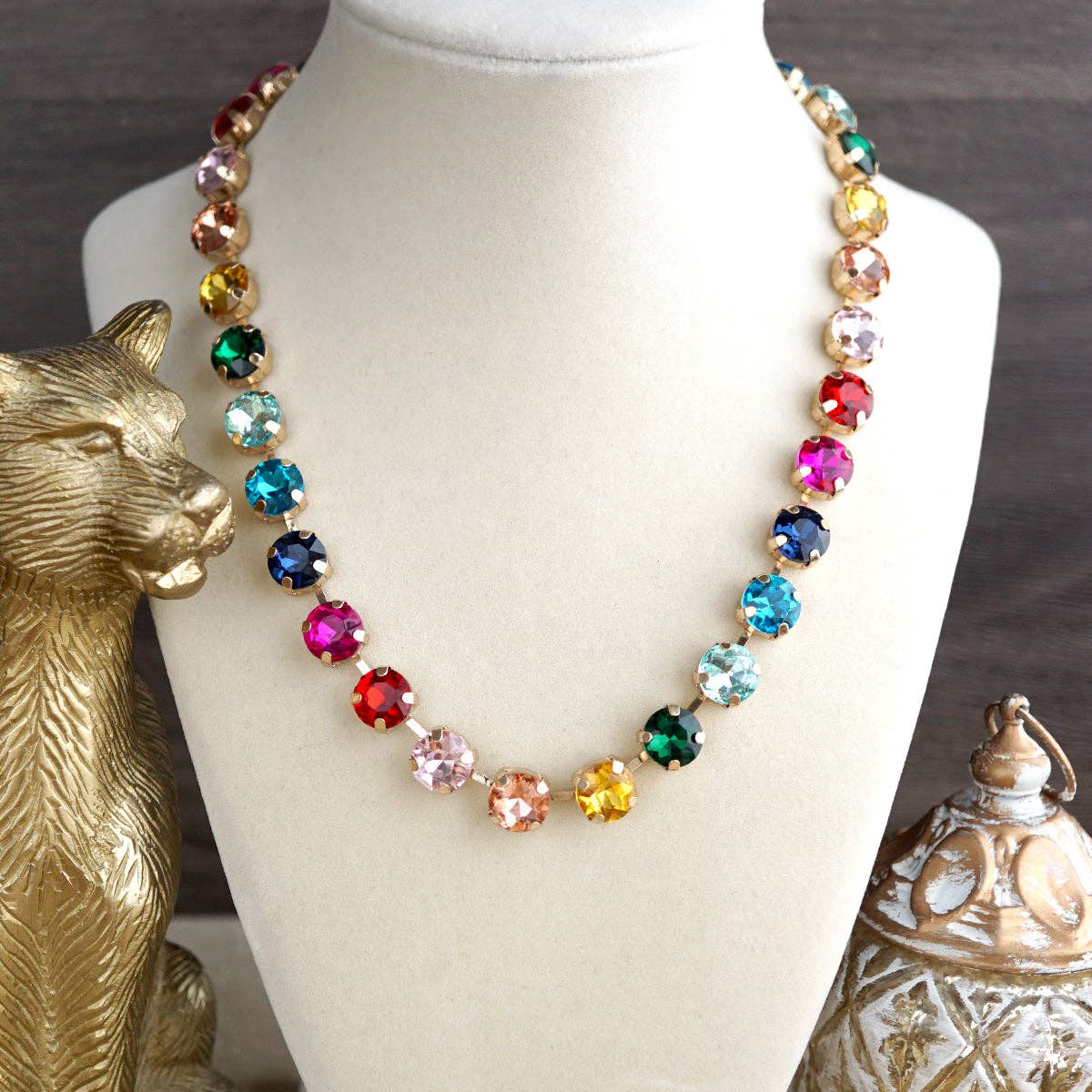 Colorful Glass Crystal Necklace – Color Pop Shine: Neutrals