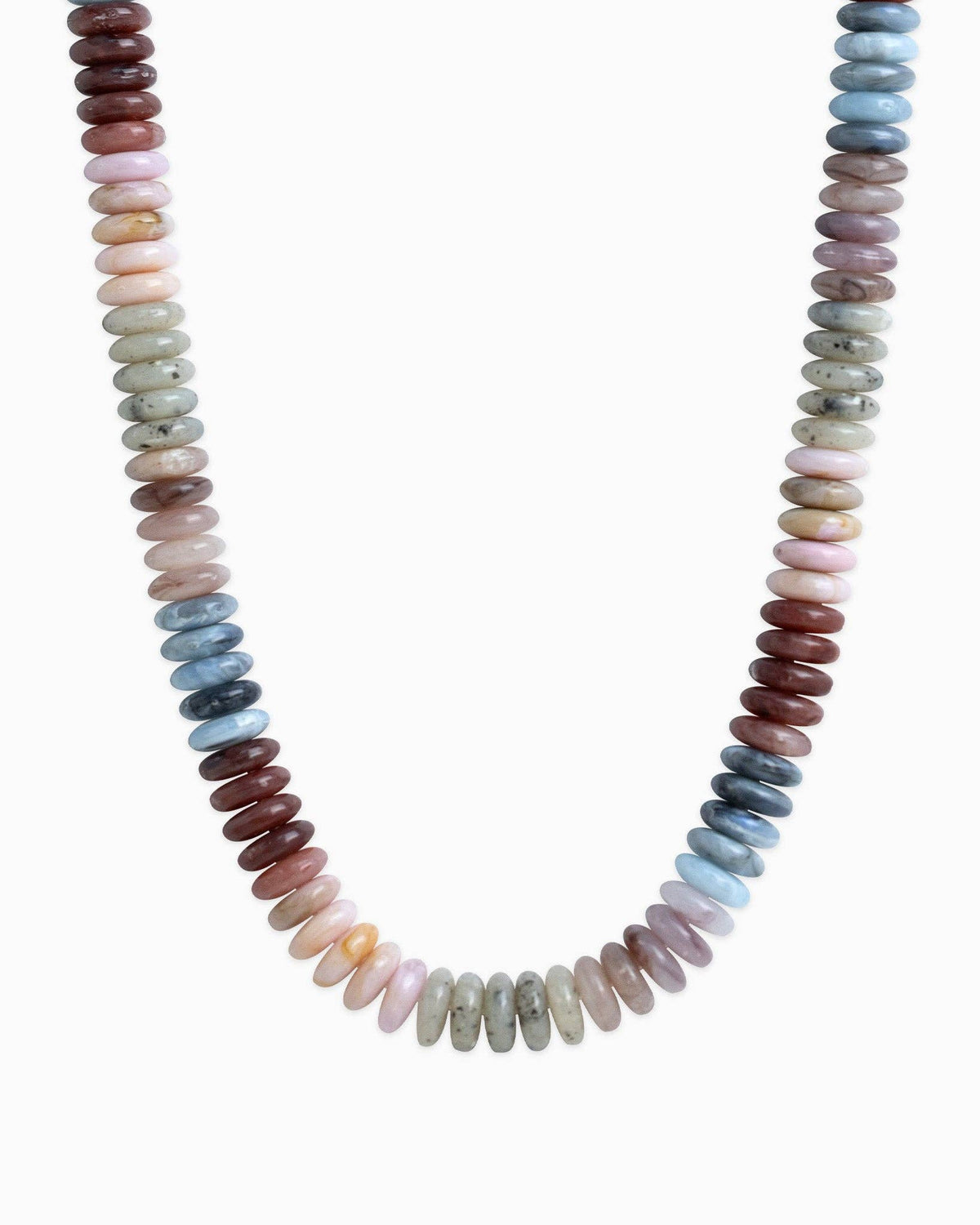 Neutral Color Wide Marble Beaded Necklace: Burgundy