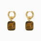 Square Semi Stone Drop Earrings: Brown