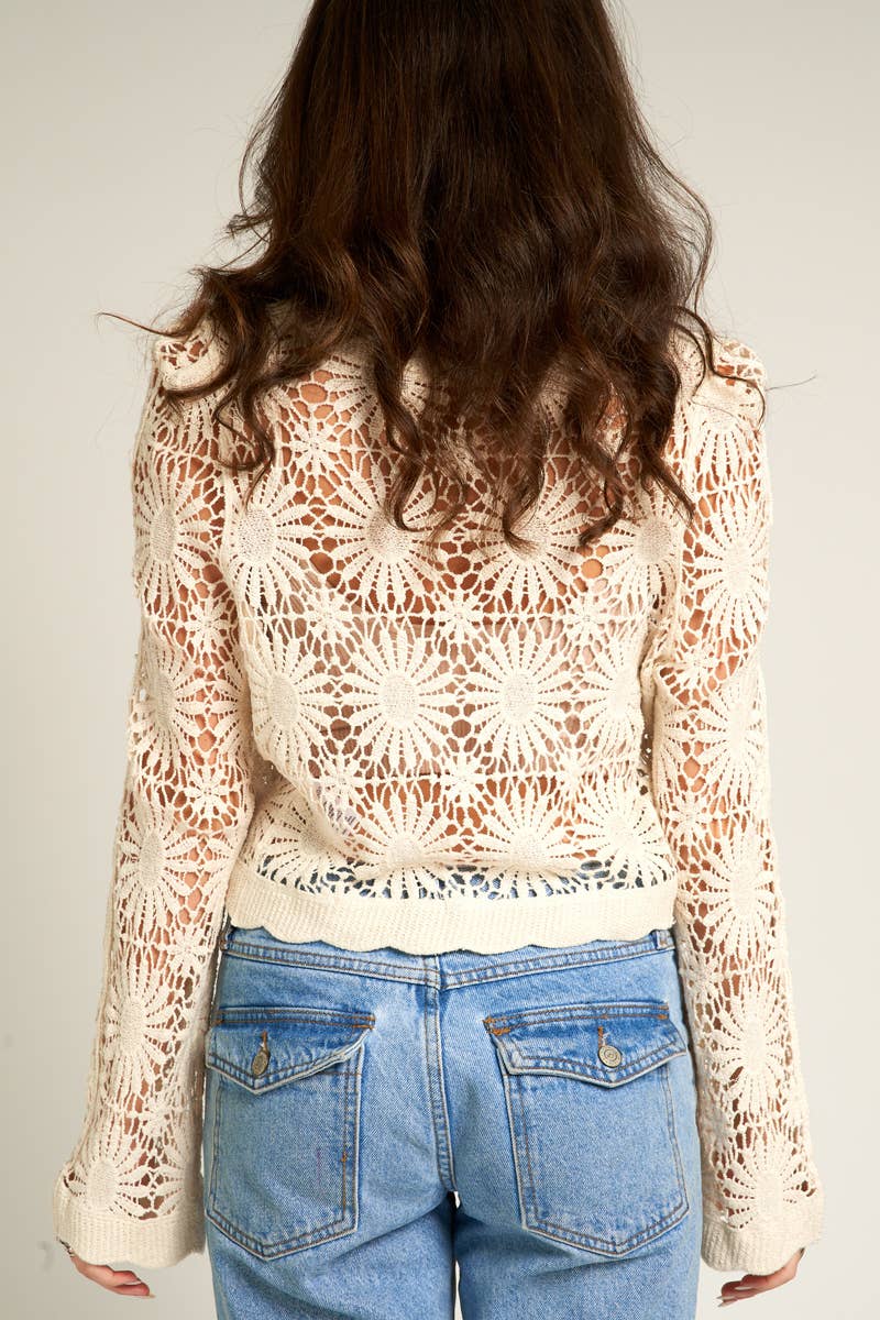 Flower Pattern Crochet Cardigan