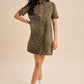 LEOPARD UTILITY MINI DRESS: OLIVE / L