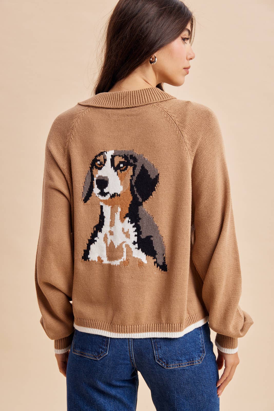 BEAGLE KNITTED CARDIGAN: DUSTED OLIVE / M