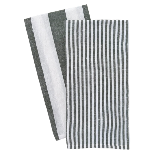 Stripe Tea Towel Set: Green