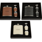 Faux Leather Wrapped Flask Gift Box Set -Chocolate Brown