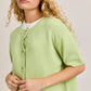 SHORT SLEEVE SWEATER CARDIGAN: LT OLIVE / M