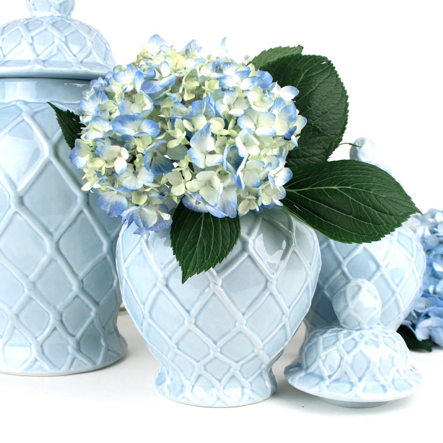 Light Blue Textured Ginger Jar - Large