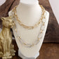 Chunky Statement Necklace – Elongated Textured Chain Necklace: Two Tone
