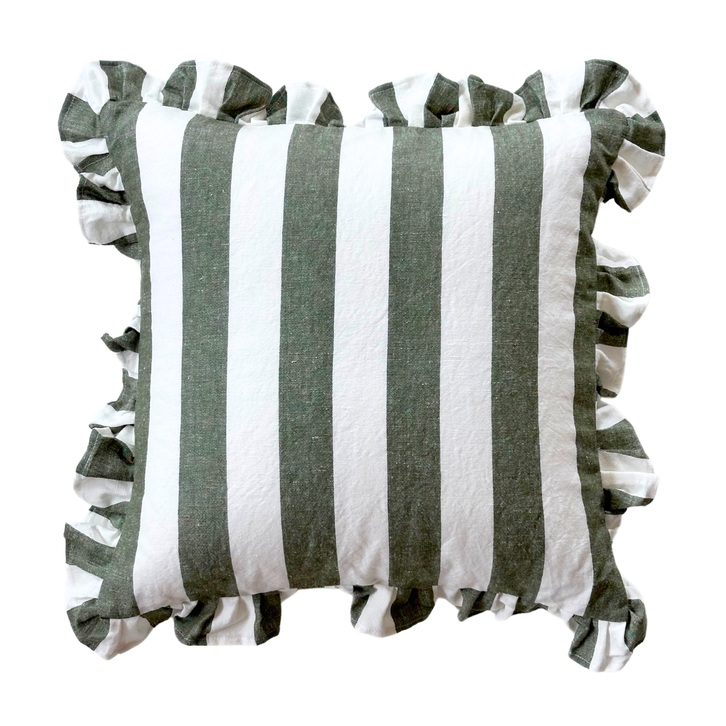 Ruffled Cabana Stripe Pillow Cover Collection: Green