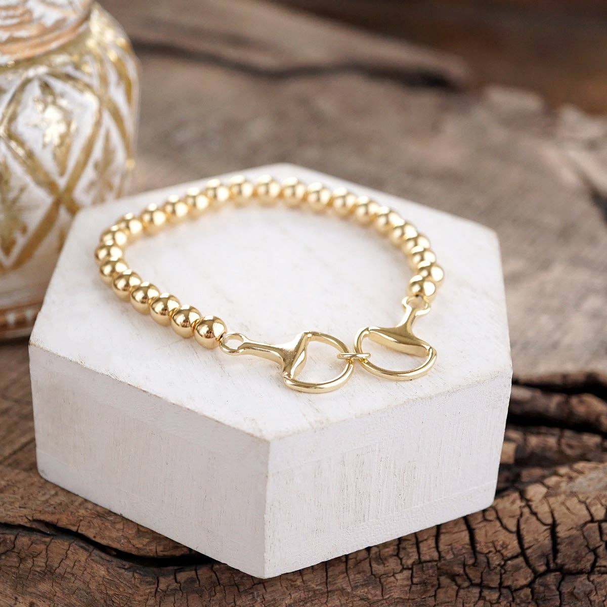 Bit of Shine – Stretch Horse Bit Bracelet: Gold