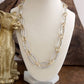 Chunky Statement Necklace – Elongated Textured Chain Necklace: Two Tone
