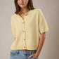 SHORT SLEEVE SWEATER CARDIGAN: LT OLIVE / S
