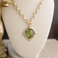 Gold Toggle Pendant Chain Necklace – Color Stone Glow: Soft Ivory