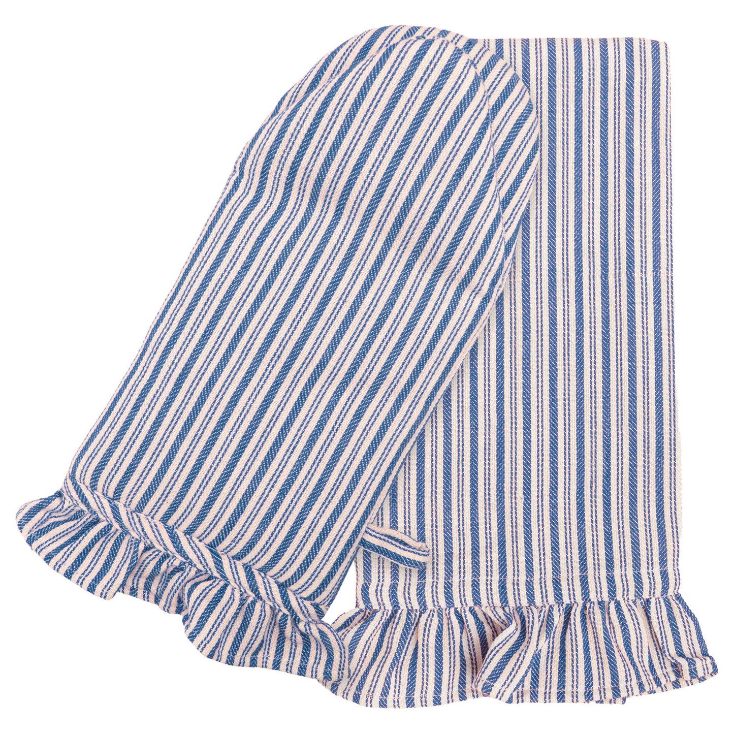 Blue Stripe Cotton Oven Mitt & 28" Tea Towels Set of 2